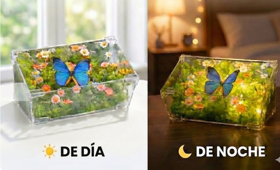 Cubo de Luz con Mariposa 3D